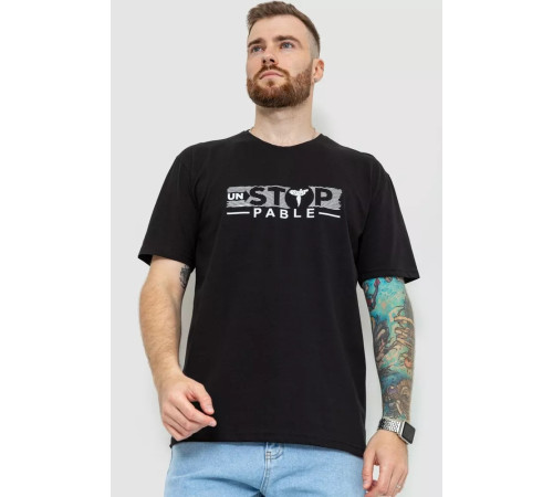 Футболка чоловіча батал, колір чорний, 208R014