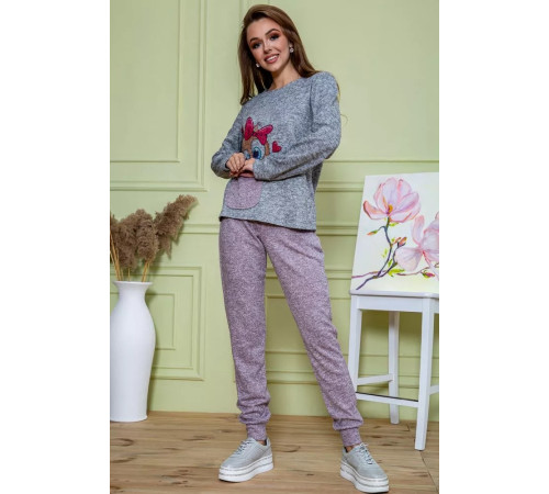 Жіночий костюм штани + кофта, сіро-пудрового кольору, 172R1211