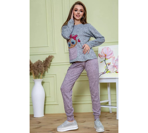 Жіночий костюм штани + кофта, сіро-пудрового кольору, 172R1211