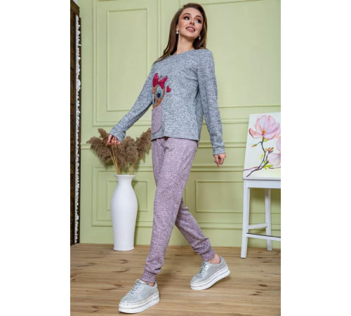 Жіночий костюм штани + кофта, сіро-пудрового кольору, 172R1211