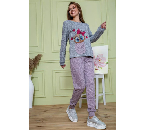 Жіночий костюм штани + кофта, сіро-пудрового кольору, 172R1211