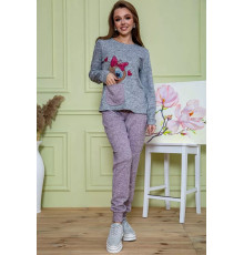 Женский костюм брюки + кофта, серо-пудрового цвета, 172R1211.