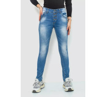 Джинсы женские с потертостями, цвет синий, 244RS01