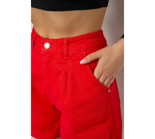 Шорты женские джинсовые, цвет красный, 182R1664