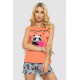 Піжама жіноча з принтом, колір помаранчевий, 243R24493