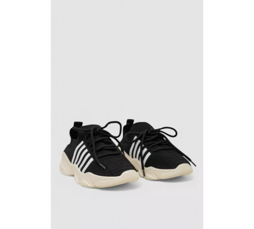 Кроссовки женские текстильные, цвет черно-белый, 244R261K