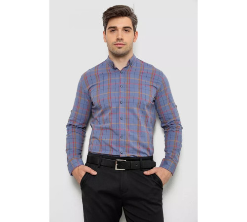 Сорочка чоловіча в клітинку, колір джинс, 214R1255