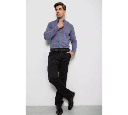 Сорочка чоловіча в клітинку, колір джинс, 214R1255