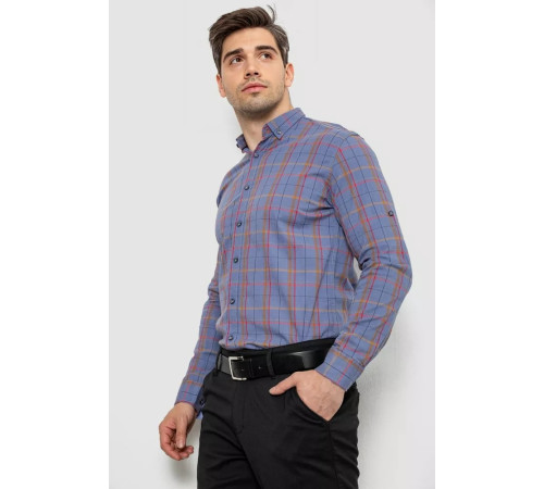 Сорочка чоловіча в клітинку, колір джинс, 214R1255