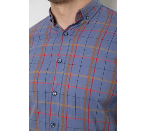 Сорочка чоловіча в клітинку, колір джинс, 214R1255