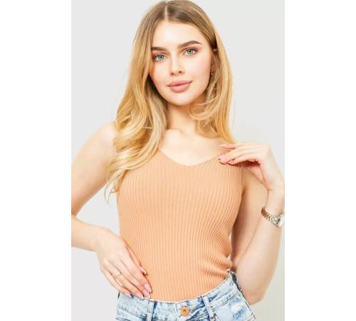 Женская майка в рубчик 204R022, цвет светло-коричневый, 204R028