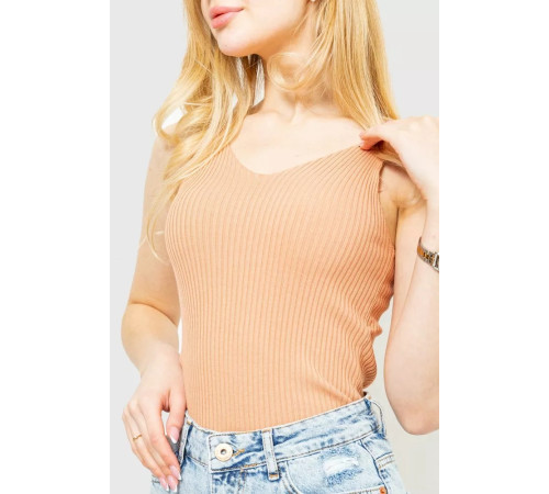 Женская майка в рубчик 204R022, цвет светло-коричневый, 204R028