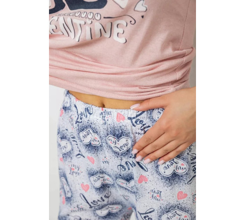 Женская пижама с принтом, цвет пудровый, 243R2523
