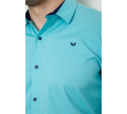 Рубашка мужская с принтом, цвет бирюзовый, 214R7401.