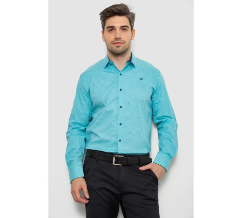 Рубашка мужская с принтом, цвет бирюзовый, 214R7401.