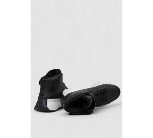 Ботинки зимние женские на меху, черно-белый, 248RXM26