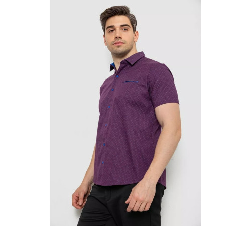 Сорочка чоловіча з принтом, колір сливовий, 214R7332-1