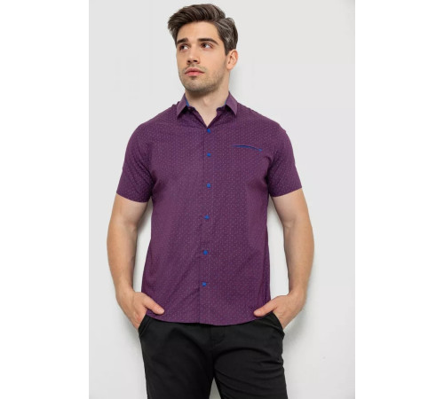 Сорочка чоловіча з принтом, колір сливовий, 214R7332-1