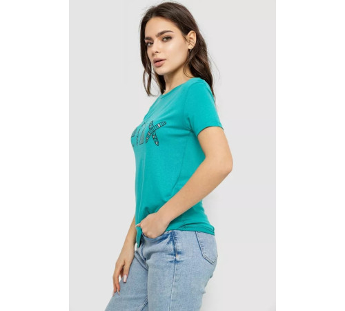 Футболка жіноча з принтом, колір бірюзовий, 244R610