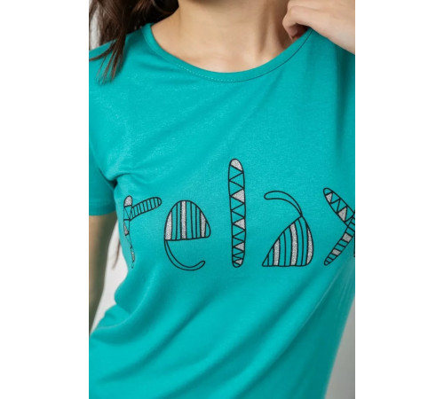 Футболка жіноча з принтом, колір бірюзовий, 244R610