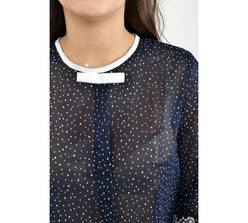 Блуза офісного стилю, колір Синьо-рожевий з квітковим принтом, 115R036