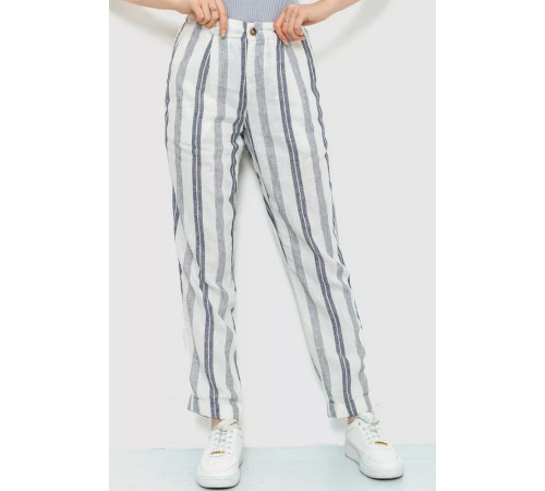 Штани жіночі в смужку, колір молочно-сірий, 244R040