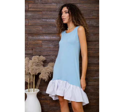 Летнее платье с рюшей голубого цвета, 167R100-2.