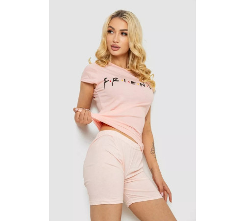 Піжама жіноча з принтом, колір персиковий, 243R3252