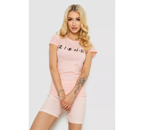 Піжама жіноча з принтом, колір персиковий, 243R3252