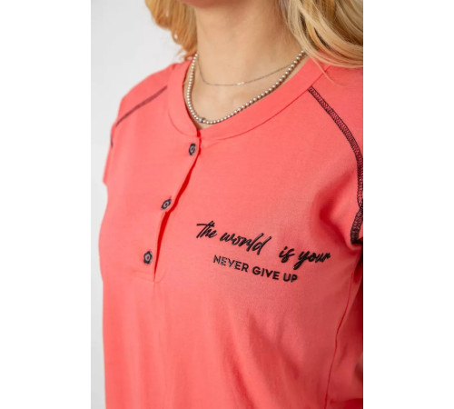 Пижама женская с принтом, цвет коралловый, 243R0004-P14