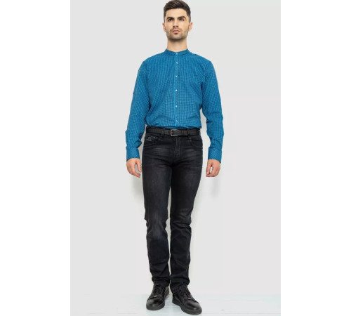 Сорочка чоловіча в клітинку байкова, колір синьо-блакитний, 214R99-34-022