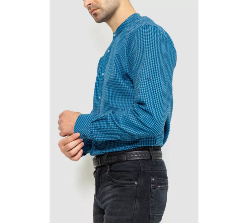 Сорочка чоловіча в клітинку байкова, колір синьо-блакитний, 214R99-34-022