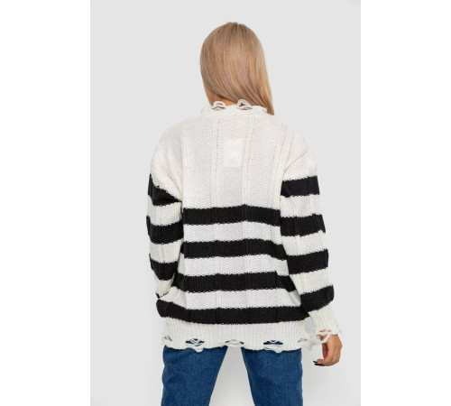Свитер женский в полоску, цвет бело-черный, 244RA111