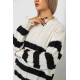 Свитер женский в полоску, цвет бело-черный, 244RA111