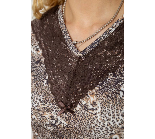 Пижама женская с принтом, цвет бежево-коричневый, 243R15709.