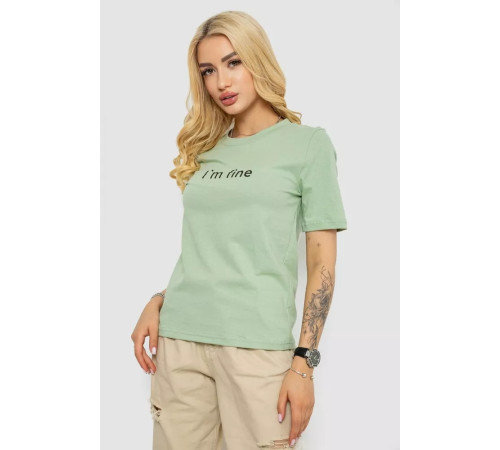 Женская футболка с принтом, цвет оливковый, 241R1833.