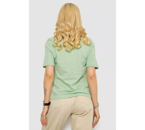 Женская футболка с принтом, цвет оливковый, 241R1833.