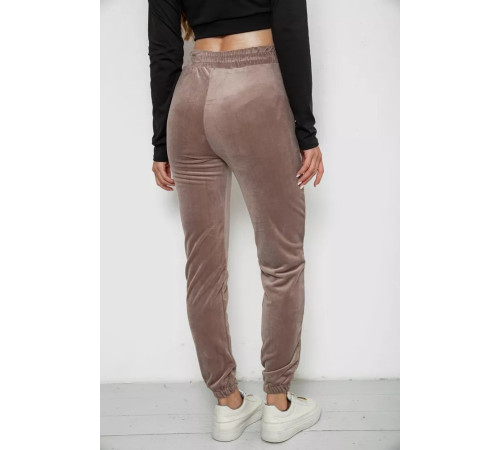 Штани жіночі велюрові на флісі, колір бежевий, 238R58473-2