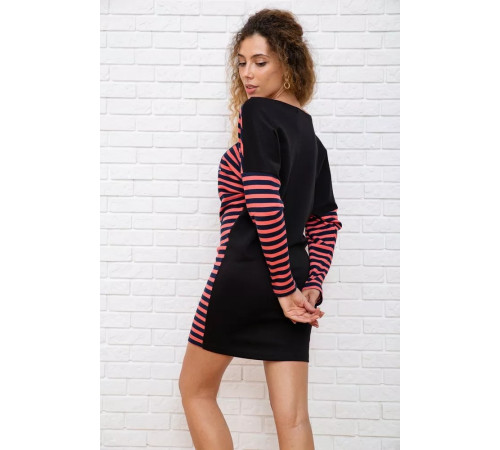 Короткое платье, в розово-синюю полоску с принтом, 167R149-2.