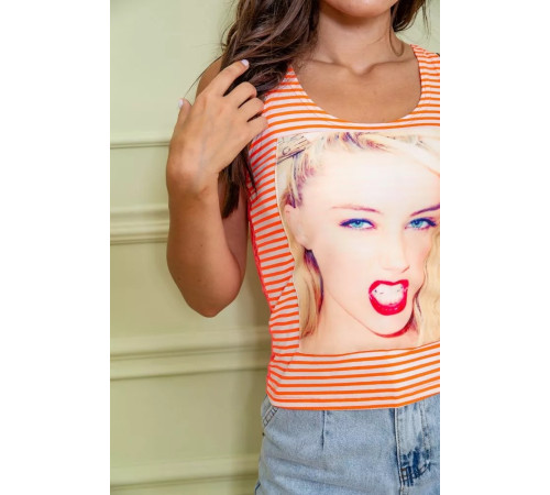 Женская оранжевая майка, с принтом, 167R200