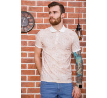 Чоловіче поло, в квітковий принт, бежевого кольору, 194R2120