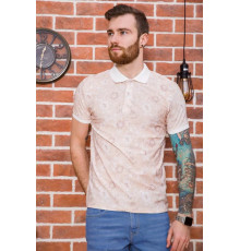 Мужское поло, в цветочный принт, бежевого цвета, 194R2120.