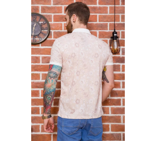 Мужское поло, в цветочный принт, бежевого цвета, 194R2120.