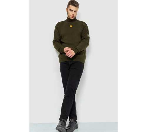 Гольф чоловічий з вишивкою тризуб, колір хакі, 161R07