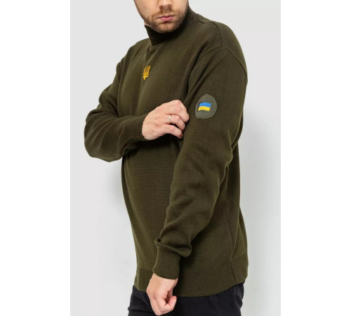 Гольф чоловічий з вишивкою тризуб, колір хакі, 161R07