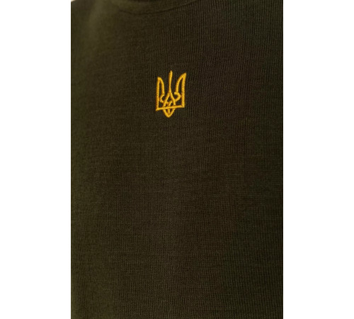 Гольф чоловічий з вишивкою тризуб, колір хакі, 161R07