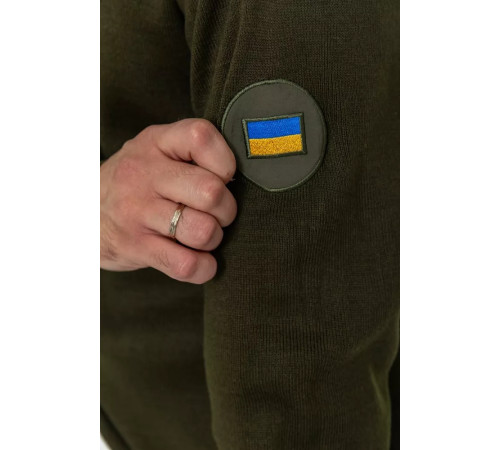 Гольф чоловічий з вишивкою тризуб, колір хакі, 161R07