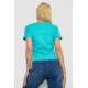 Женская футболка в рубчик, цвет бирюзовый, 238R123-1