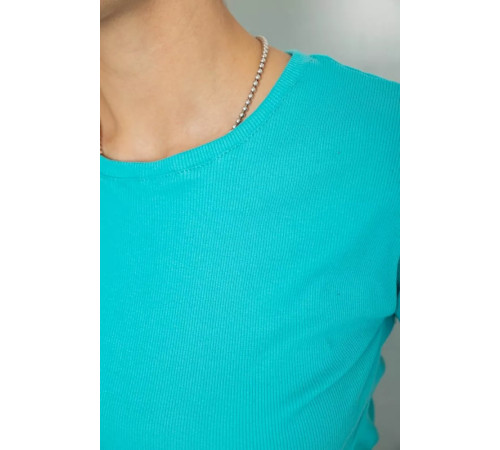Женская футболка в рубчик, цвет бирюзовый, 238R123-1