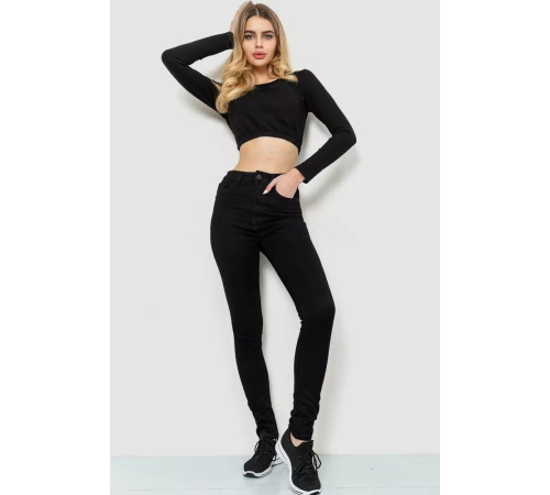 Джинсы женские стрейч, цвет черный, 214R1442.